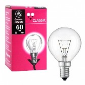 Лампа GE D1 E14 60W CL шар прозрачный