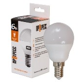 Лампа светодиодная G45 230В  6w(=60w) 3000К Е14 (шарик) "Прогресс"
