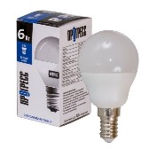 Лампа светодиодная G45 230В  6w(=60w) 4000К Е14 (шарик) "Прогресс"