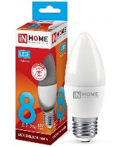 Лампа светодиодная С37 230В 8w(=75w) 4000К Е27 (свеча) inHome