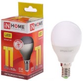 Лампа светодиодная G45 230В  11w(=100w) 3000К Е14 (шарик) inHome