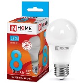 Лампа светодиодная А60 230В  8w(=75w) 4000К Е27 (колба) inHome