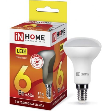 Лампа светодиодная R50 230В 6w(=60w) 3000К Е14  inHome