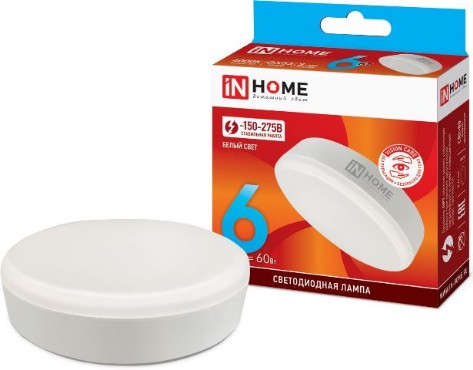 Лампа светодиодная LED-GX-53-standart  6 Вт(=60 Вт) 4000K inHome