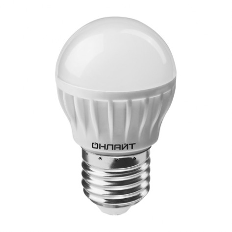 Лампа светодиодная G45 230В  6w(=60w) 2700К Е27 (шарик) Онлайт