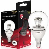 Лампа светодиодная CR G45 230В 4w(=40w) 3000К Е14 (шарик) SUPRA прозрачная
