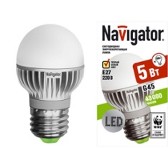 Лампа светодиодная G45 230В 5w(=40w) 2700К Е27 (шарик) Navigator